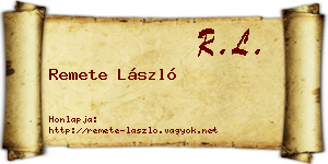 Remete László névjegykártya